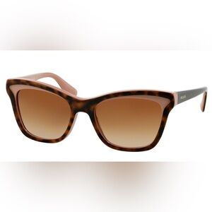 Prada cat eye tortoise shell dusty pink sunglasses brown gradient women SPR 16P